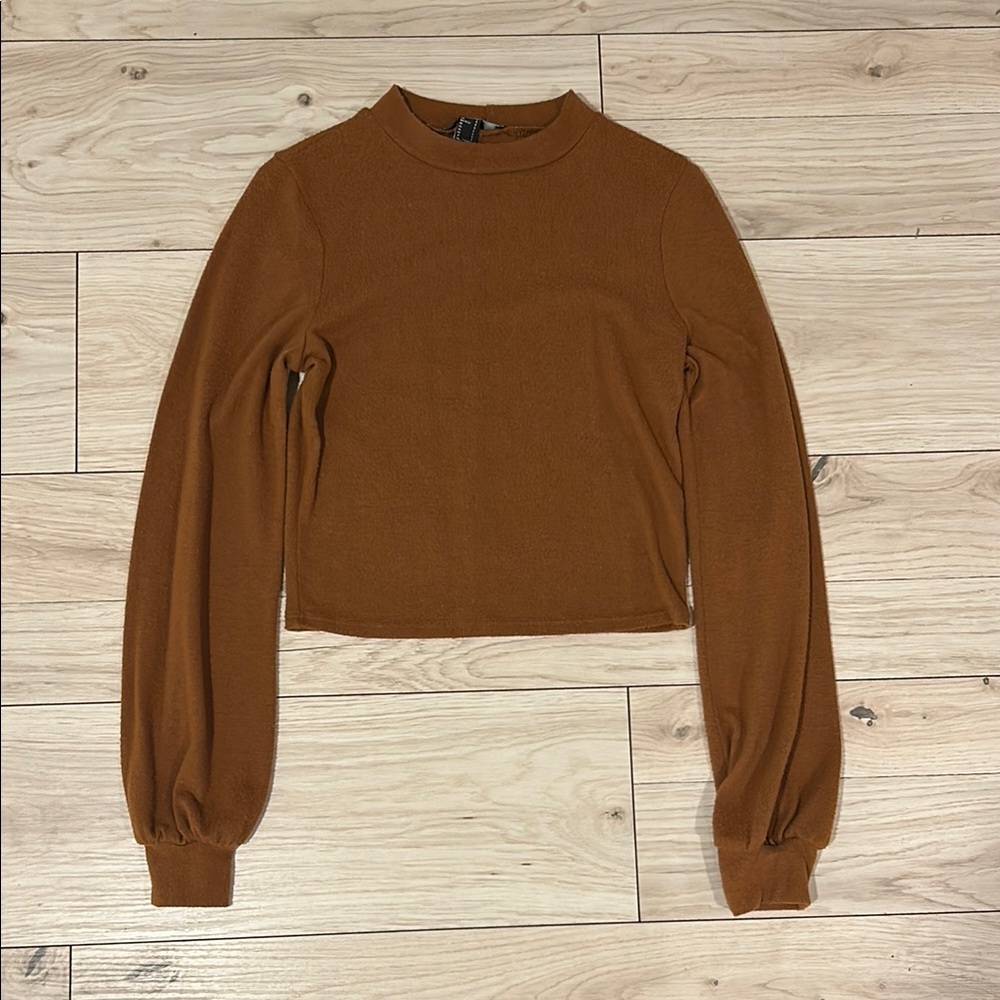 Elegant Brown Long Sleeve Women's Top